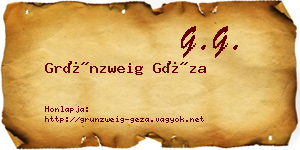 Grünzweig Géza névjegykártya